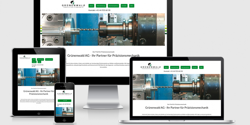 Homepage erstellt für Grünenwald AG